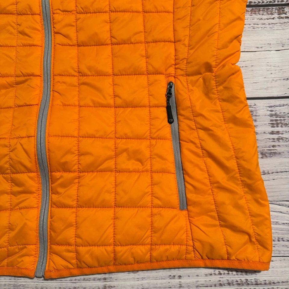 Chaleco acolchado Cutter & Buck naranja Golf Weathertec cremallera completa para hombre talla 2XL Foto 4 de 4