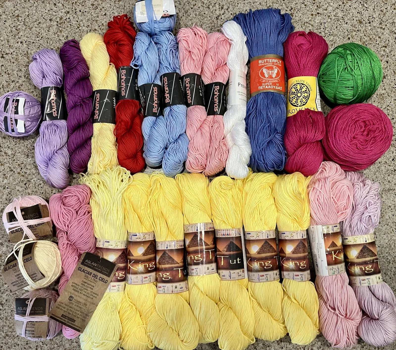 Huge Cotton Yarn Lot! King Tut, Provence, Bahamas, AslanTrends. Destashing 28 s - product detail image 1
