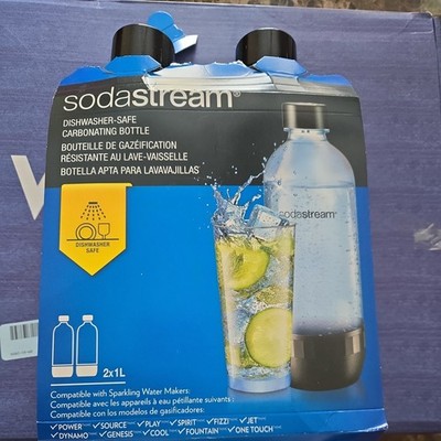 NEW SodaStream Carbonating Bottle, 1 liter, Clear (Pack of 2)