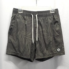 Vuori Palm Print Kore Lined Shorts Gray Elastic Waist Active Athletic Gym sz M