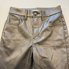 Good American Faux Black Leather Women's Size 4 /27 Straight Leg Pants