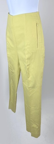 Women's Akris Yellow Cotton Flat Front Straight Leg Pants Size 4 - Picture 3 of 6