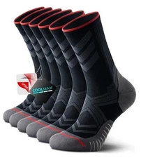 COOLMAX Performance Running Socks Men Women, Cushioned Crew Medium Black