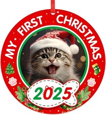 Personalized Picture Frame Cat'S First Christmas Ornament 2025 - Custom Kitten P