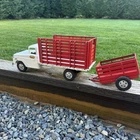 1958 Tonka Pressed Steel Farms Truck High Stake Cattle Hauler & Trailer
