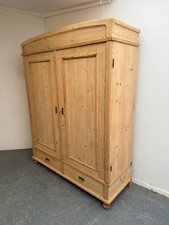 A Cute Victorian Antique Old Pine Shelved Knockdown Wardrobe to Wax/Paint