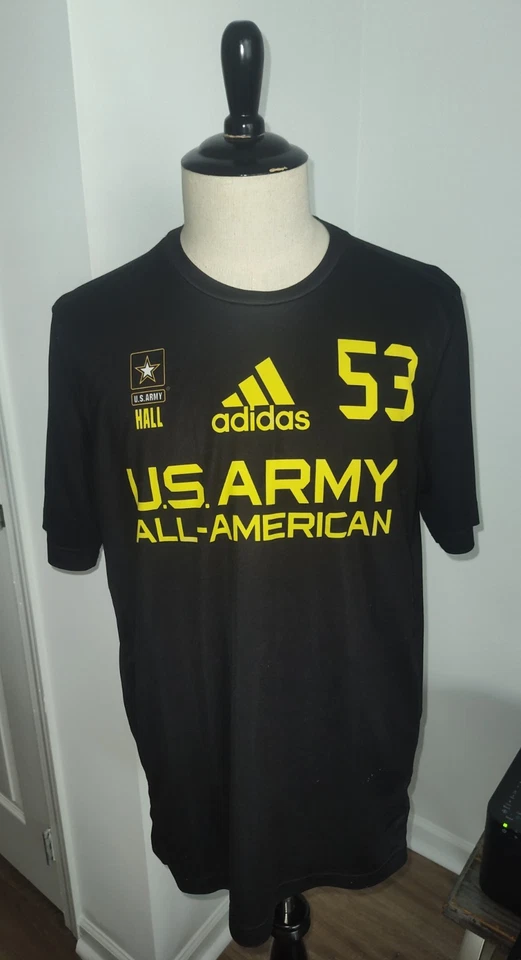 Men's adidas US Army All American Bowl Football Jersey Style T-shirt #53 Hall - Image 3 of 4
