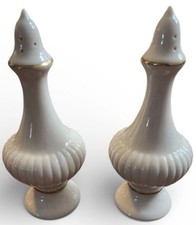 Lenox Salt Pepper Shakers Ivory Gold Trim Made In USA Elegant Porcelain Set