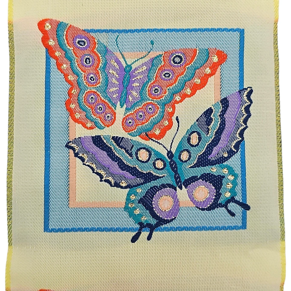 VTG Embroidered Jacquard Ribbon 3.5” W x 7 Yards 1970’s Mod Butterfly Trim - Image 3 of 4