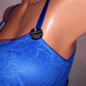 Victoria Secret Bra Set Bombshell Push Up Cheeky Panty Blue Lace Long Line New