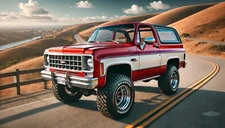 Classic 1977 Chevy K5 Blazer on road AI ART | POSTER 24X36" | classic car