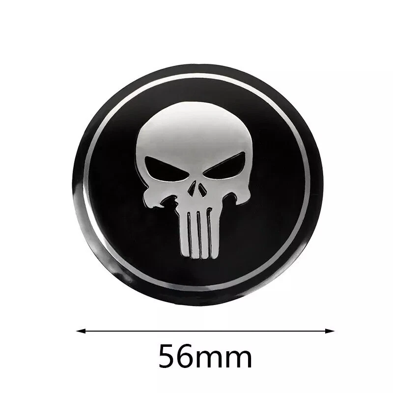 4 Piezas Calcomanía Punisher Calcomanía Cúpula Metal Rueda Centro Pegatina 2.2" 56mm Foto 3 de 3