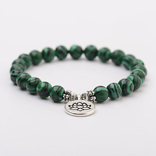 Damen Männer matt Amazonit Stein Strang Armbänder Chakra Mala Armband OM Lotus - Bild 19 von 22