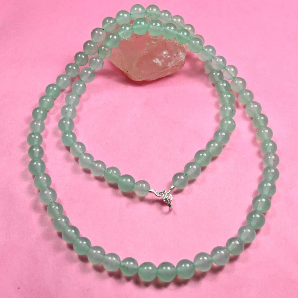 A++ Grüner Aventurin glatter runder Edelstein Perlen Glück & Wohlstand Halske... - Bild 3 von 4