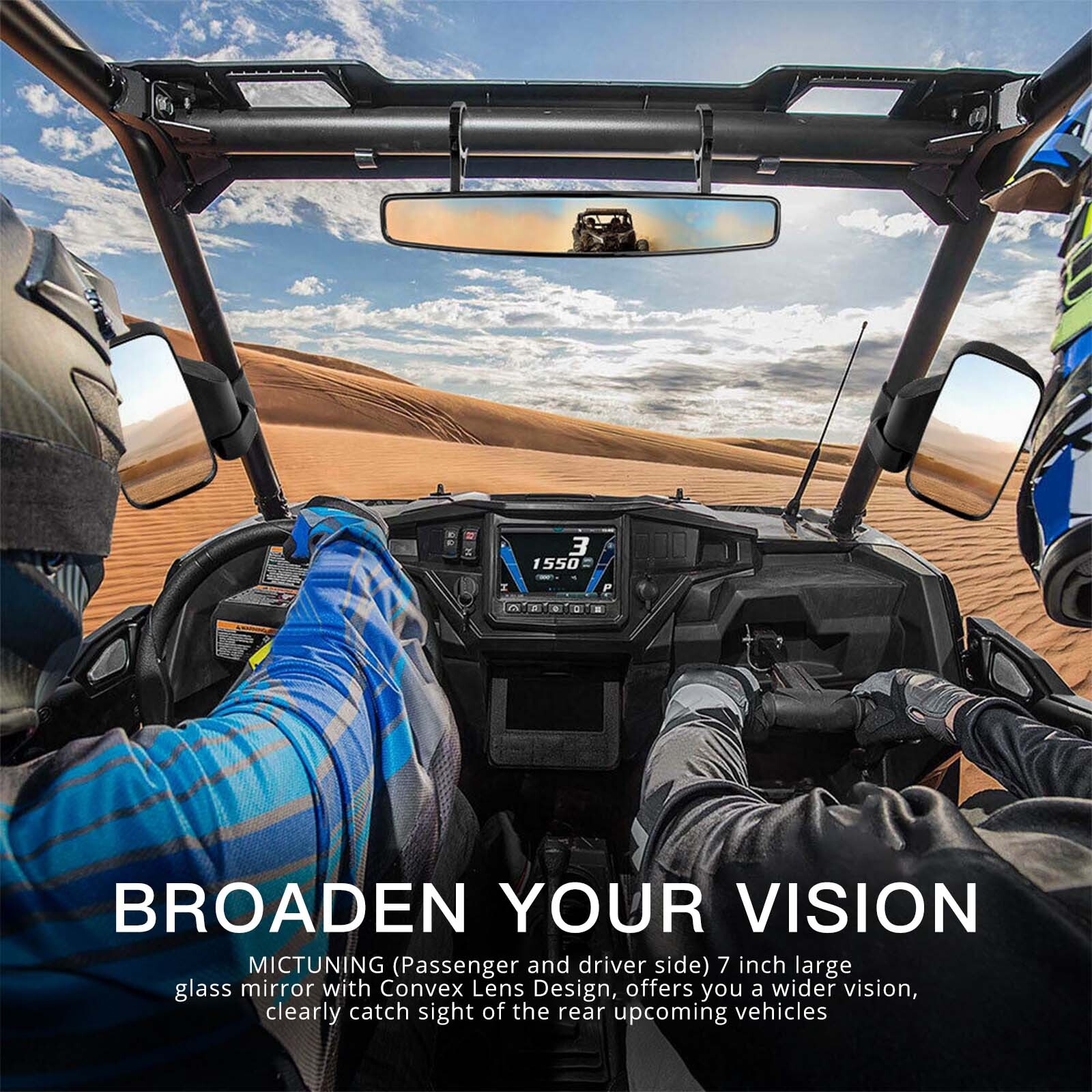 Upgraded UTV Side Rear View Mirrors For John Deere Gator HPX 625I - Foto 3