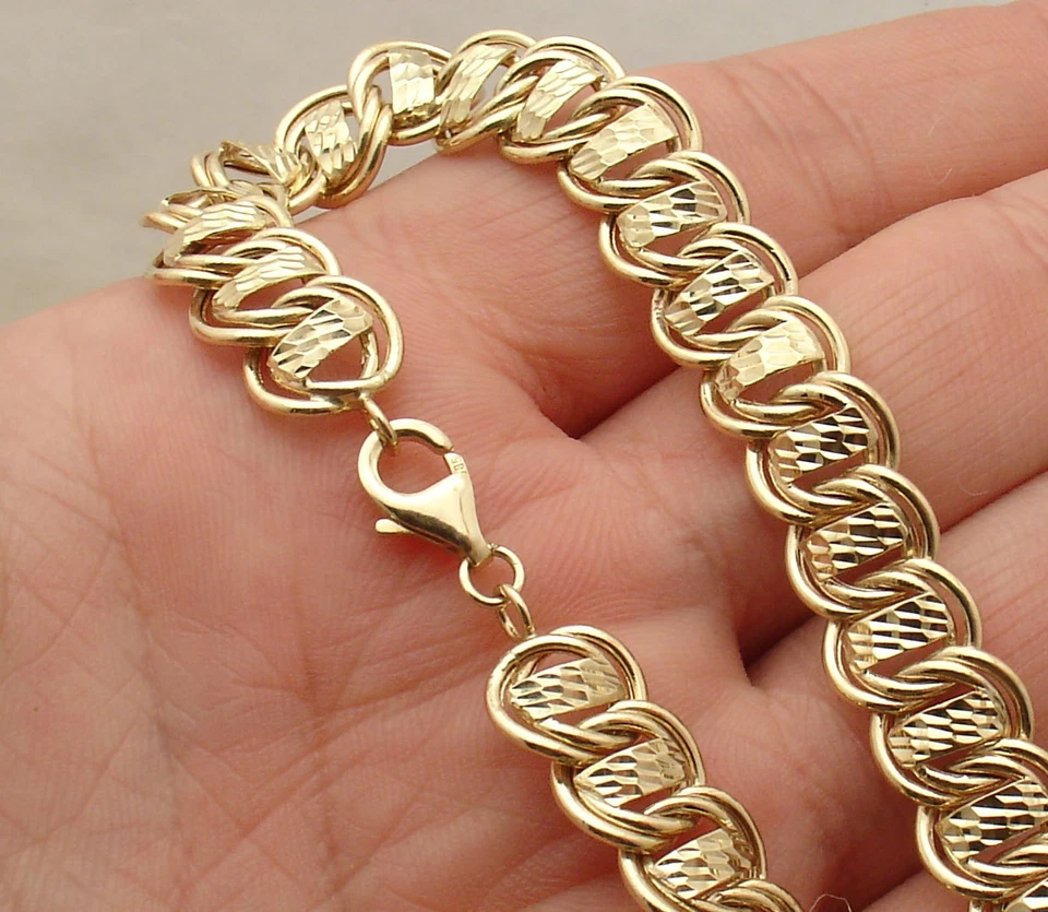 QVC Diamond Cut Double Wire Curb Bracelet Real 14K Yellow Gold FREE SHIPPING - Image 4 of 4