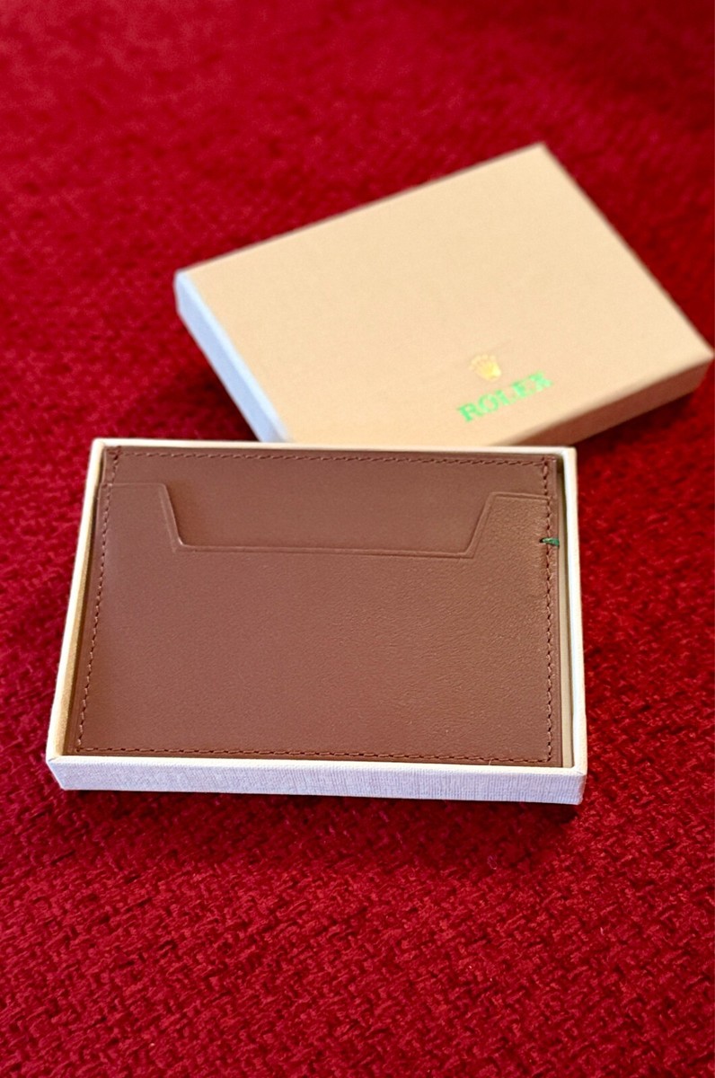 Rolex Leather Credit Cardholder Wallet Signature Brown | Genuine Rolex Leather Credit Cardholder Wallet Signature Brown | Genuine