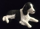 Vtg 1988 Brileyco Springer Spaniel Dog Black White Resin Figurine Signed 7”