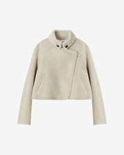 Isabel Marant Étoile Apstya Shearling Leather Coat In Chalk Cream White - Sz 34