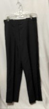 Womens Black Pleated Adjustable Tuxedo Pants 14 Polyester Satin Side Stripe