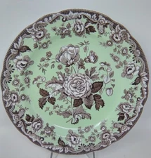 SPODE Archive Collection BRITISH FLOWERS ROSA 10.5" Plate "Mint Green" England