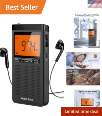 Compact AM/FM Portable Radio with Large LCD & Excellent Reception ...