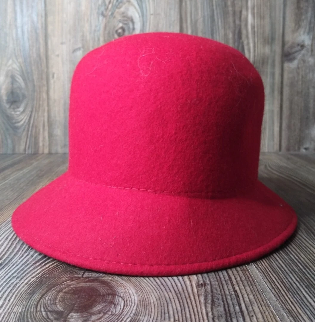 SOPRATTUTTO CAPELLI Cloche Hat Women's 100% Wool Felt RED