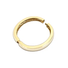 St John Couture Goldtone Hardware Cream Beige Enamel Push Lock Bangle Bracelet