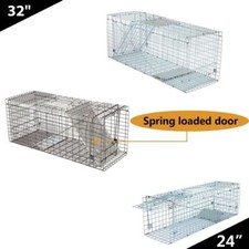 24"/32" Humane Animal Trap Steel Cage for Small Live Rodent Control Rat Squirrel