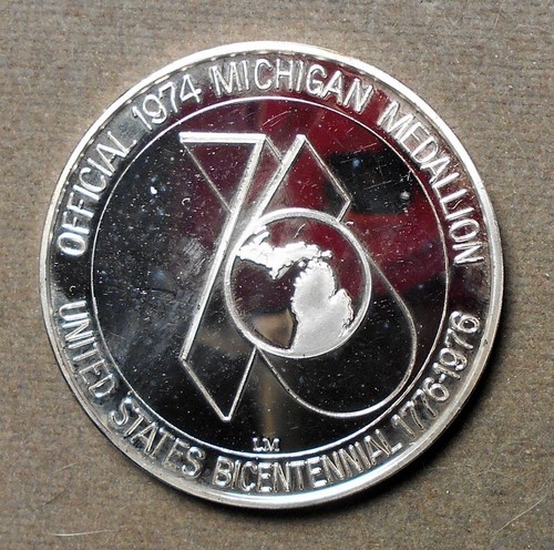 Michigan (Settler & Indian) Official 1974 Michigan Medallion, United States B - Picture 2 of 2