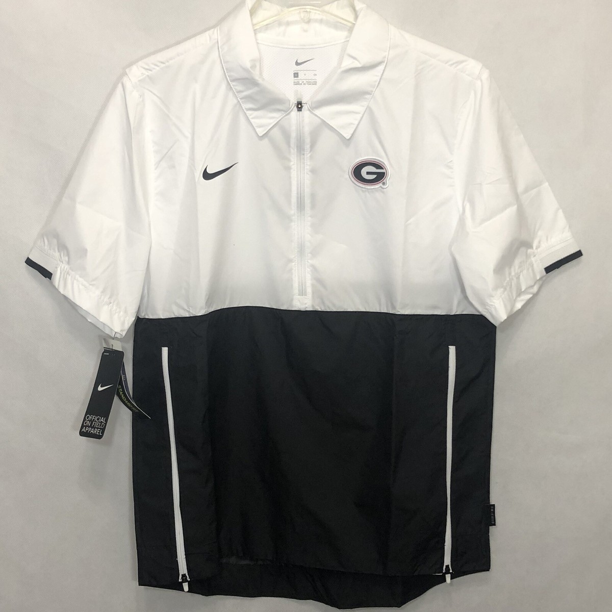 Nike Georgia Bulldogs 1/2 Zip Windbreaker Short Sleeve Coaches Jacket Men  Small