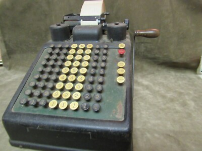#ad Circa 1920#x27;s Burroughs Co Adding Machine Black with Wood handle Design Works $111.88