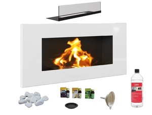 New Bio Ethanol Fireplace Eco Fire Burner 900x400 White Gloss 1l