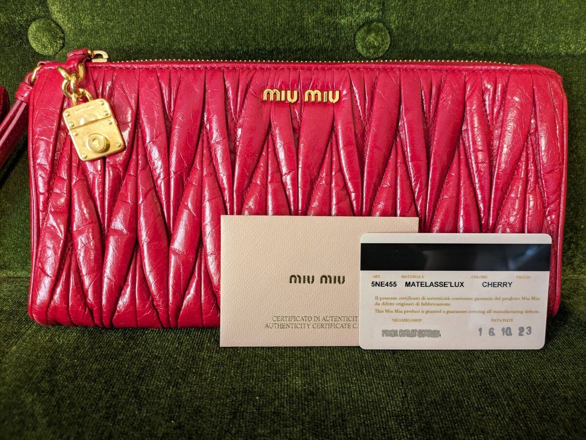 miu miu Clutch Bag Red cherry Color Preowned Used From JAPAN miu miu Clutch Bag Red cherry Color Preowned Used From JAPAN