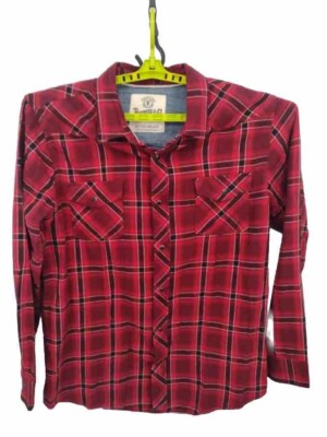 Roebuck Flannel Mens 2XLT Red Pearl Snap Western Plaid Button Down Lumberjack Up