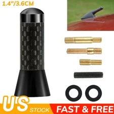 1.4" BLACK CARBON FIBER CAR AM/FM RADIO SHORT ANTENNA STUBBY SCREW ALUMINUM