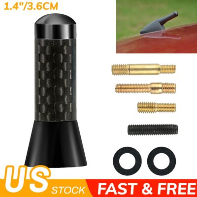 1.4'' BLACK CARBON FIBER CAR AM/FM RADIO SHORT ANTENNA STUBBY SCREW ALUMINUM