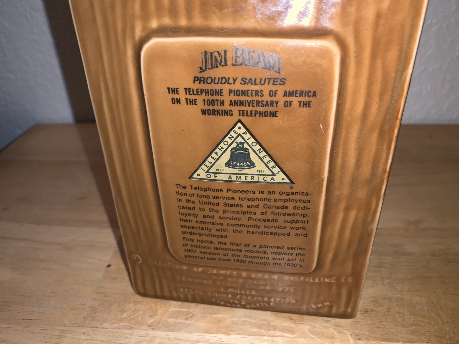 Jim Beam Telephone Pioneers of America 100th Anniversary Old Phone
