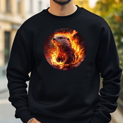 Otter in Flammen Sweatshirt Kuschelig und Perfekt für jeden Anlass Sbis4XL