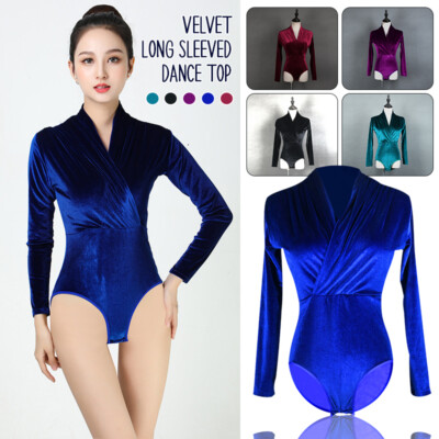 Latin Dance Top Women's Velvet Long Sleeved Shirt Dance Costume Performance