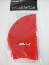 SPORTI Kids Red Silicone Swim Cap High Performance Lightweight Contoured