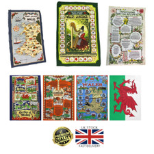 New Wales Flag Cymru Am Byth Recipe Castles Towns Cotton Tea Towels 'Gift Idea'