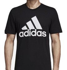 Adidas Essentials Badge of Sport T Shirt Mens M Black Graphic Tee Cotton NWT