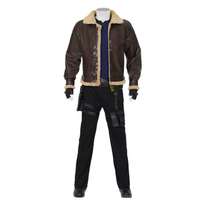 Resident Evil 4 Remake Leon Full Set Halloween Cosplay Costume + Shoes