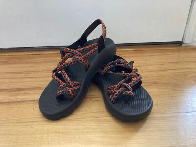 Chaco ZX/2 Sport Sandals Double Strap Orange Black Vibram Beach Pool Womens 8