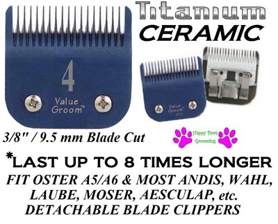 Pro Edge Pet TITANIUM CERAMIC 4 Skip BLADE*Oster A5,Andis AGC,Wahl KM Clipper
