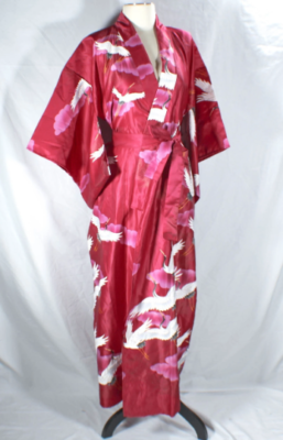 Vintage 1960s Made in Japan Maruky Kyoto Kimono Magenta Mauve
