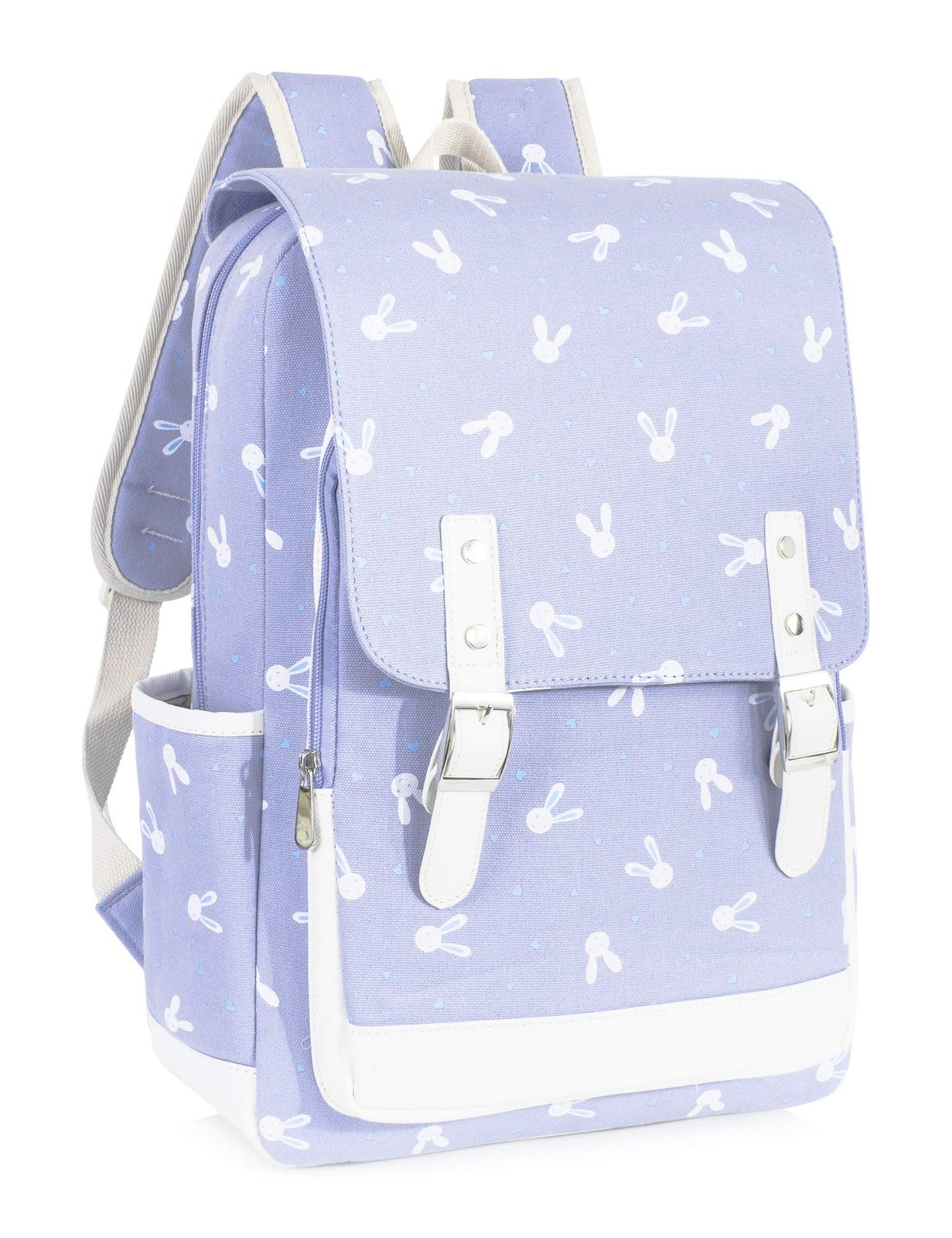 Canvas Bag Daypack Satchel Purple Bunny L