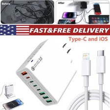 4 USB+4PD 8 in 1 Waterproof Ports USB Fast Charger, Multi-Port Charging Station