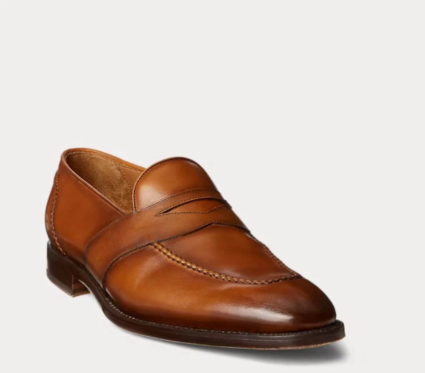 Mocasín Ralph Lauren Etiqueta Púrpura Piel de becerro Meegan Penny Bronceado Minorista $995 EE. UU. 10 Foto 3 de 4